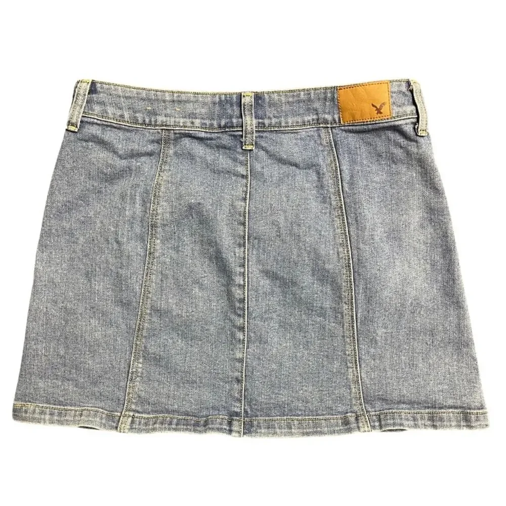 American Eagle jean skirt button front short denim stretch size 6